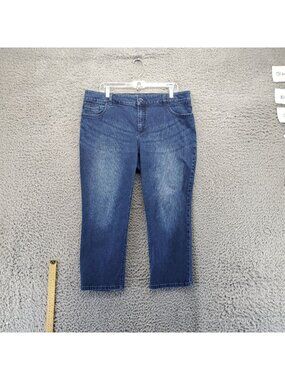 Chicos Jeans Womens Size 3 US 16 Blue Pull-On Stretch Capri Cropped *Read*